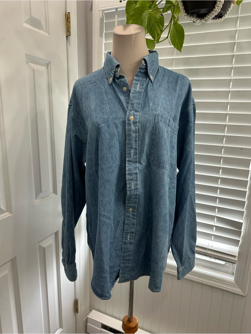 John Ashford Men's Light Blue Denim Button-Down Shirt